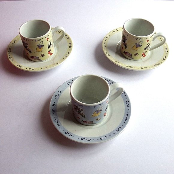 NEW Linda Grayson Collectible Set Of 3 Espresso Cup/Saucer - Picture 2 of 7